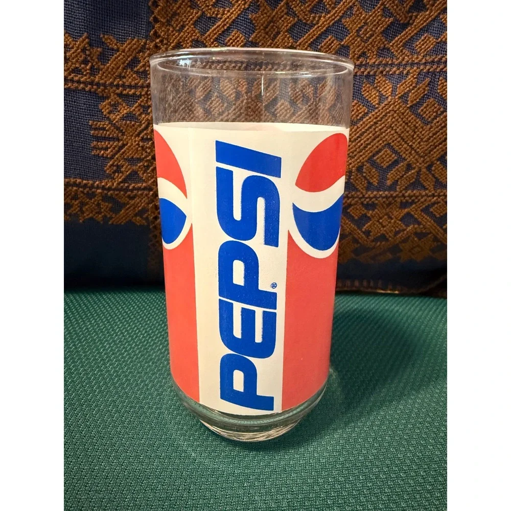 Vintage Pepsi Cola Drinking Glasses Set‎ of 2 Logo and Confetti Graphics Retro